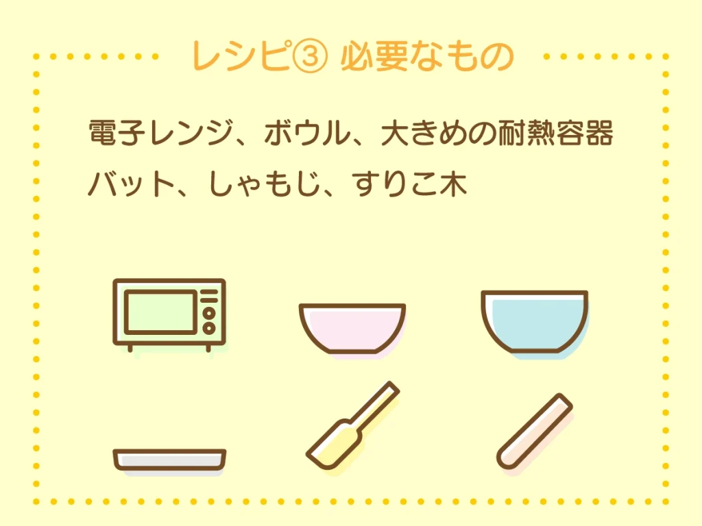 レシピ③に必要な調理器具と調理小物